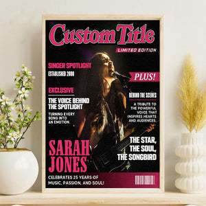 Personalized Singer Magazine Cover Poster,  Singer Gift, Cool Gift For Music Lover, Karaoke Gift