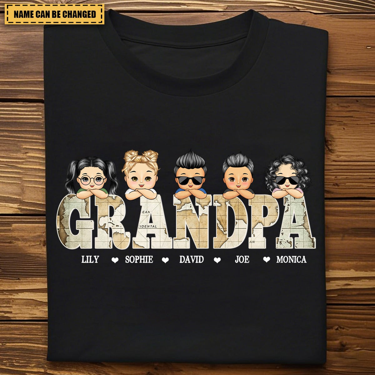 Vintage Map Papa Title - Birthday, Loving Gift For Dad, Father, Papa, Grandpa, Grandfather - Personalized T Shirt