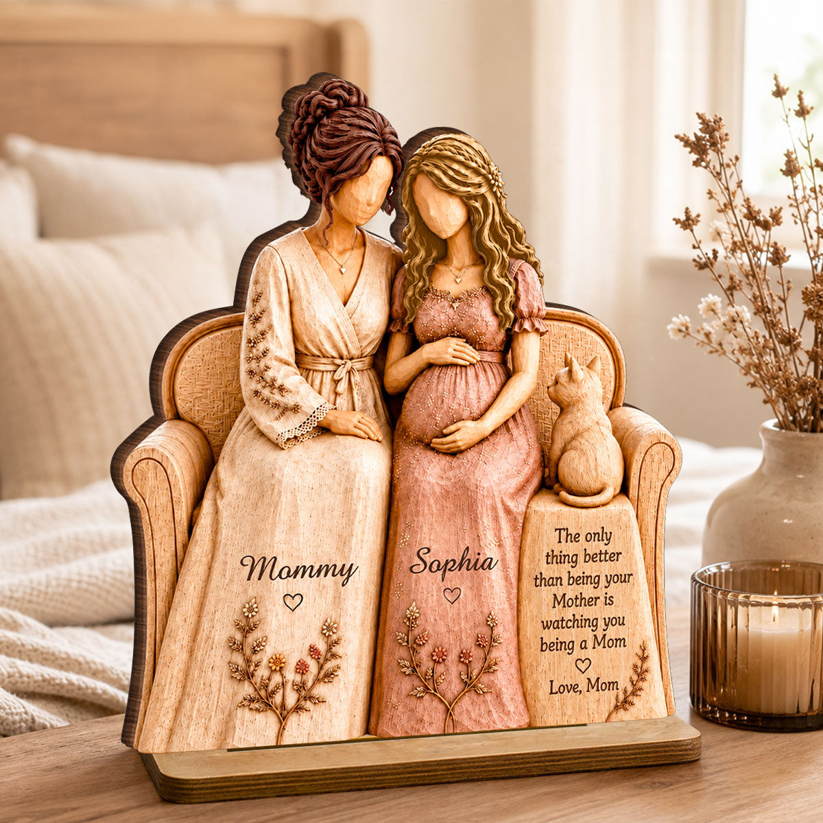 "Watching You Be A Mom, My Daughter" – Personalized Wooden Plaque | Gift For New Mom & Daughter