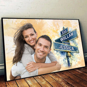 You Make Me Smile More - Custom Photo Wall Art Canvas Poster Personalized Couple Anniversary Wedding Gift