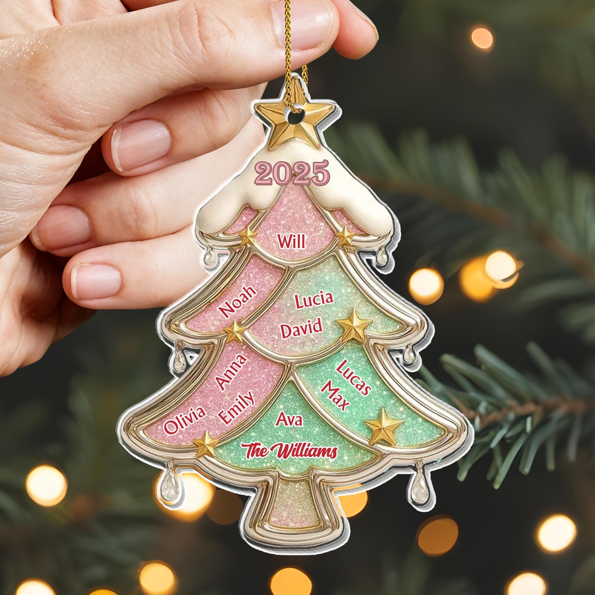 Customized Family Christmas Tree Ornament,Personalized Christmas Gift For Family