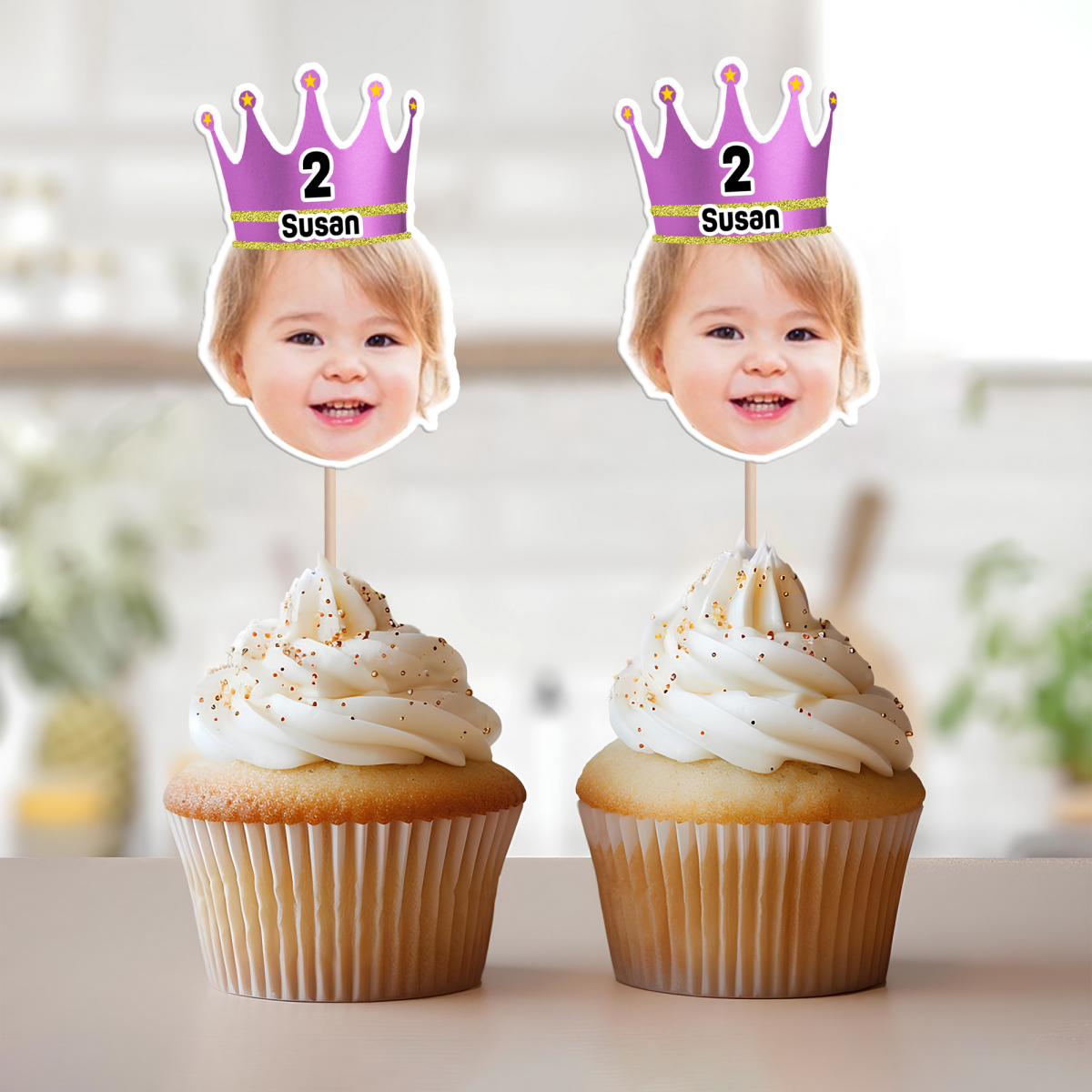 Birthday Party Decor – Custom Baby Face Cupcake Toppers | Cute & Personalized