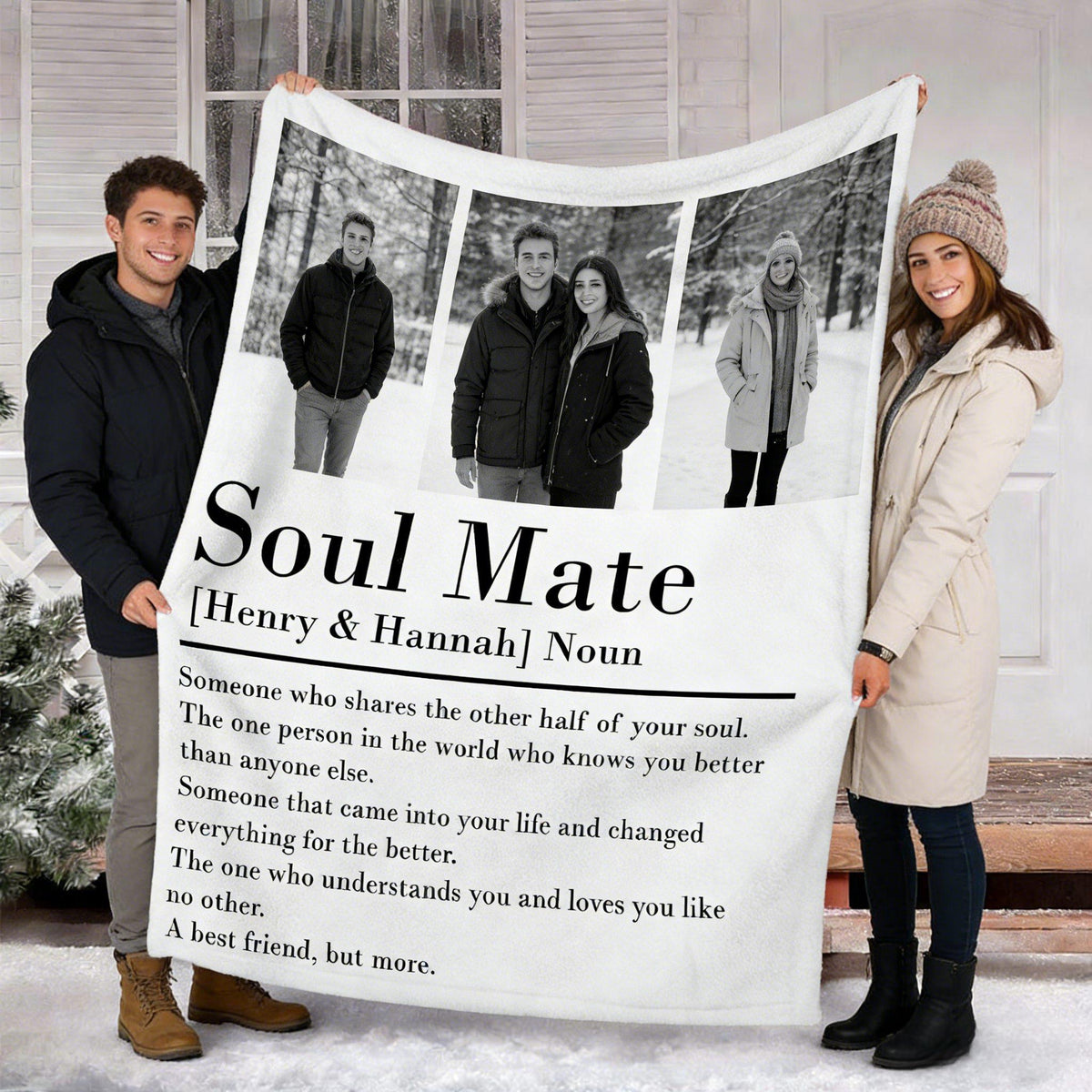 Soul Mate Definition - Personalized Couple Blanket - Valentines Couple Gift, Couple Anniversary Gift