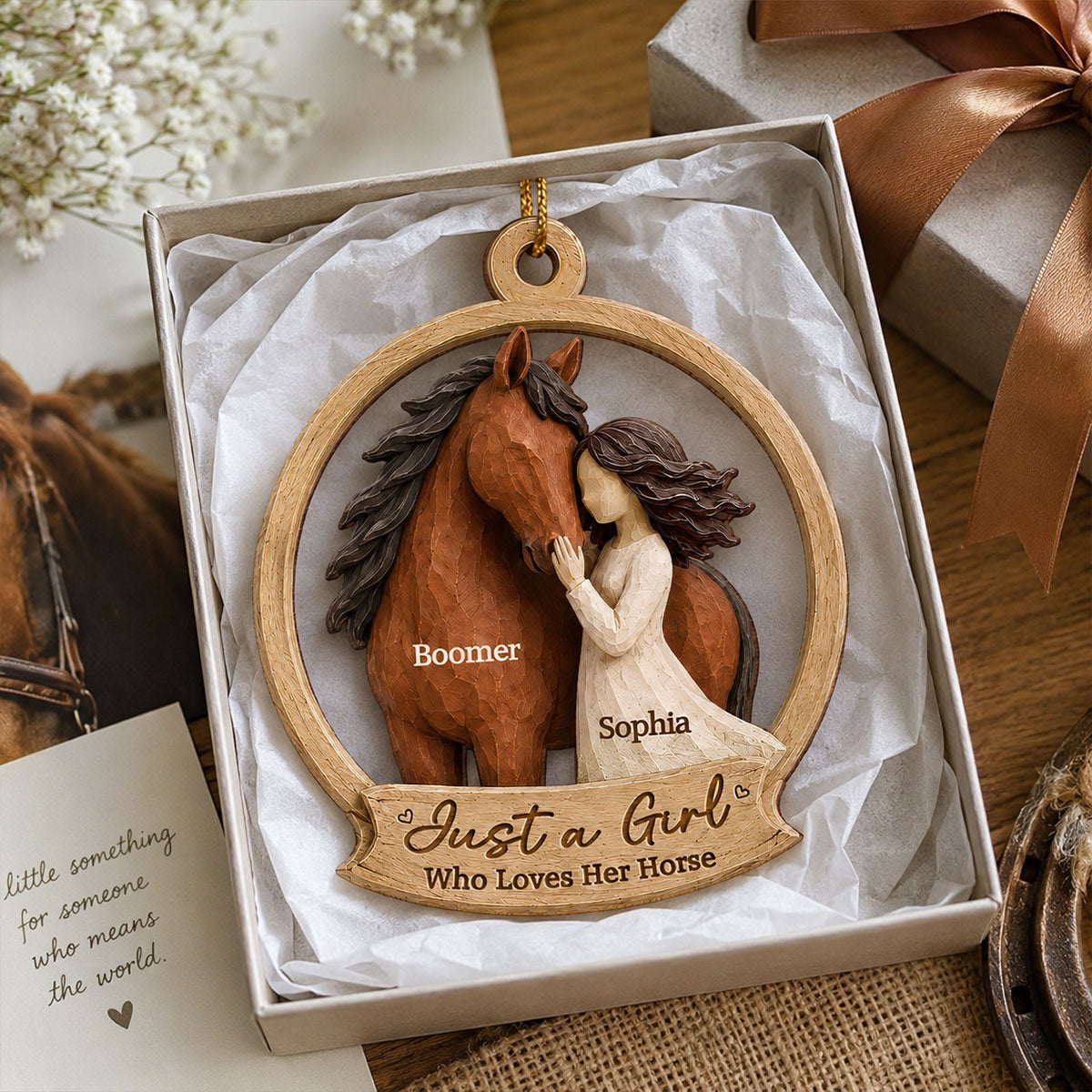 "Girl Loves Horse" – Personalized Wooden Ornament | Keepsake Gift For Horse Lovers