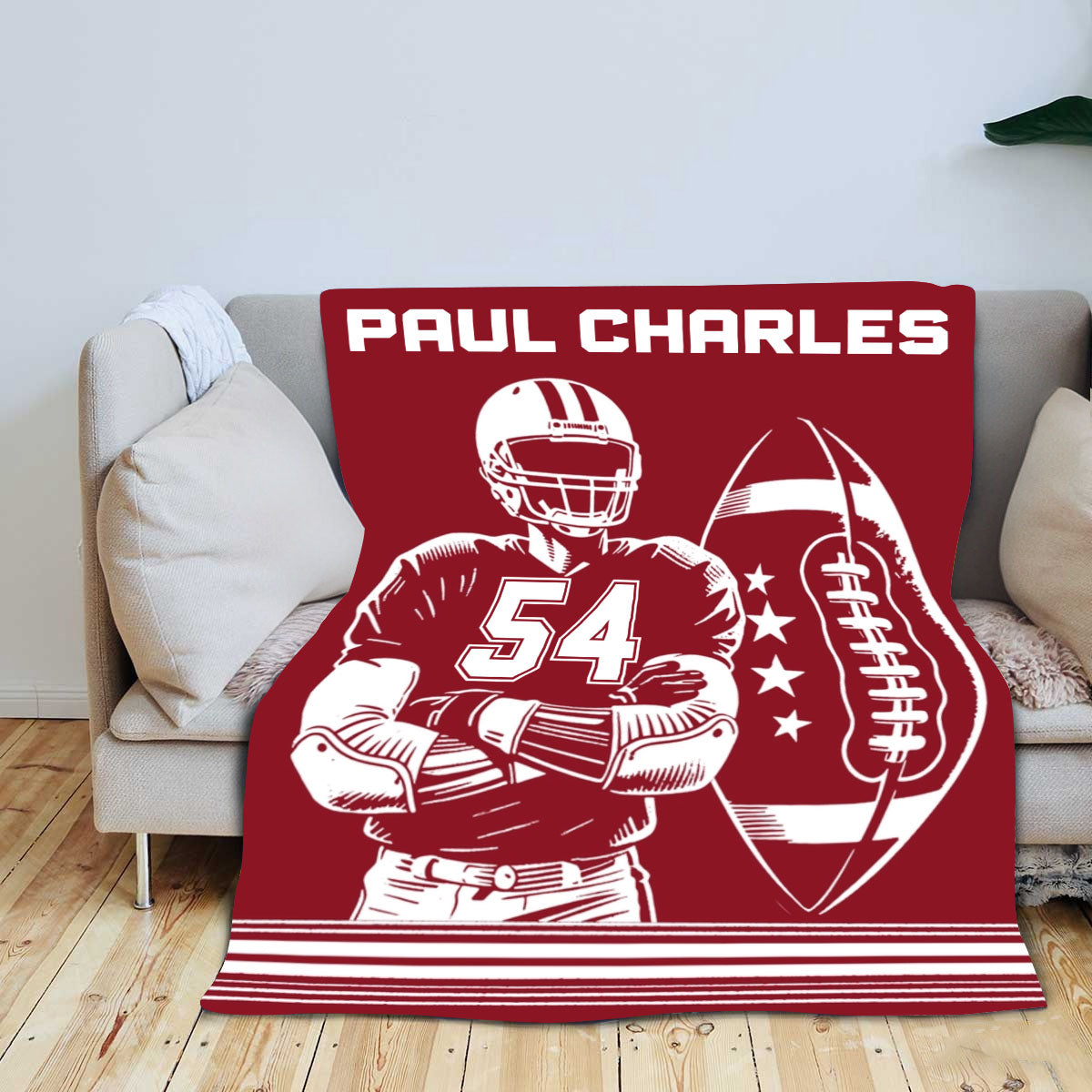 Personalized Football Player Blanket Gifts for Football Lovers, Coaches,Fans, Men