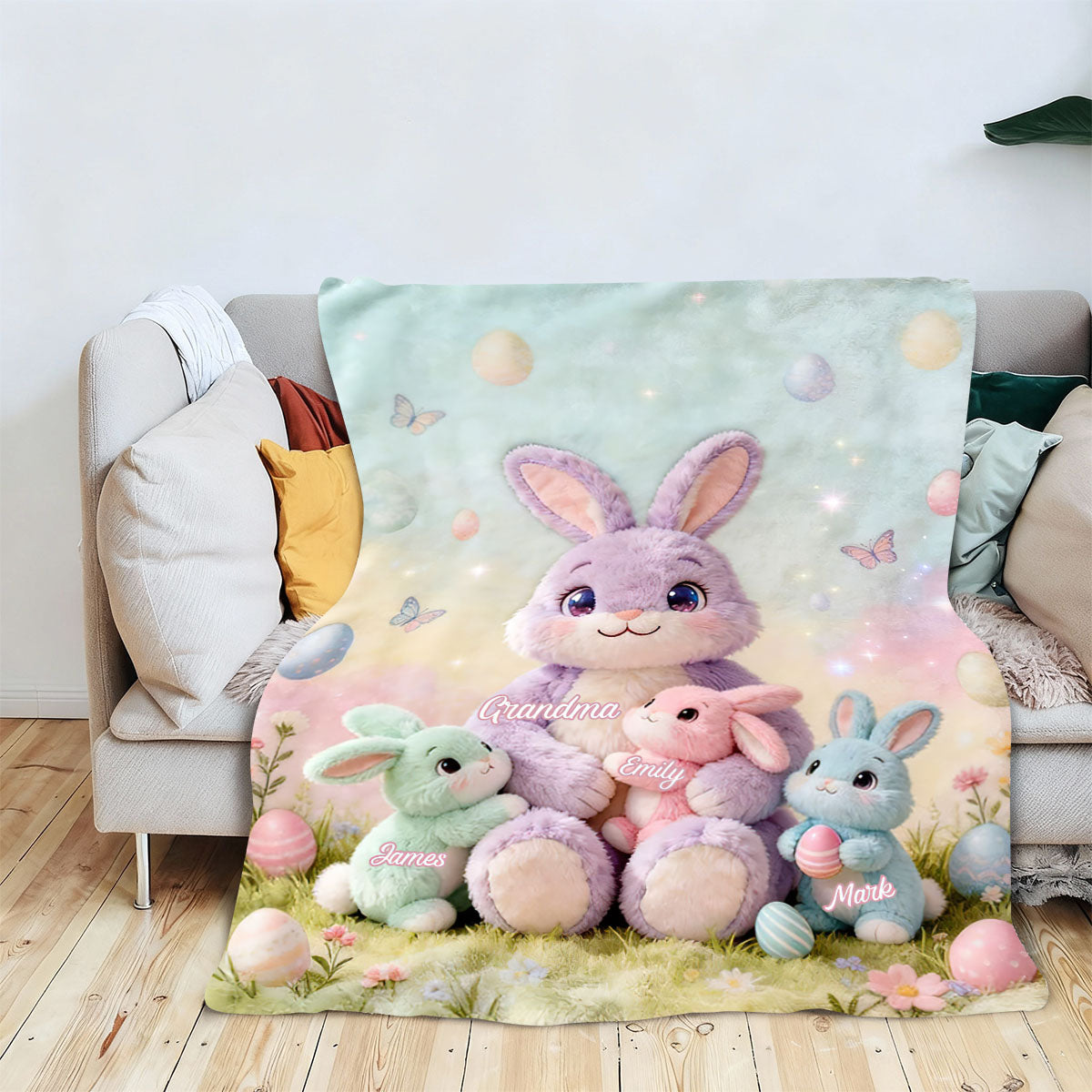 Snuggle Up with Nana Bunny – Personalized Easter Blanket for Grandma