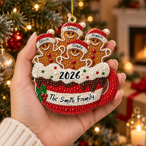"Gingerbread Family Christmas" – Personalized Acrylic Ornament | Holiday Keepsake For Families