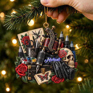 Personal Tattoo Machine Ornament Custom Name Tattoo Artist Christmas Gift