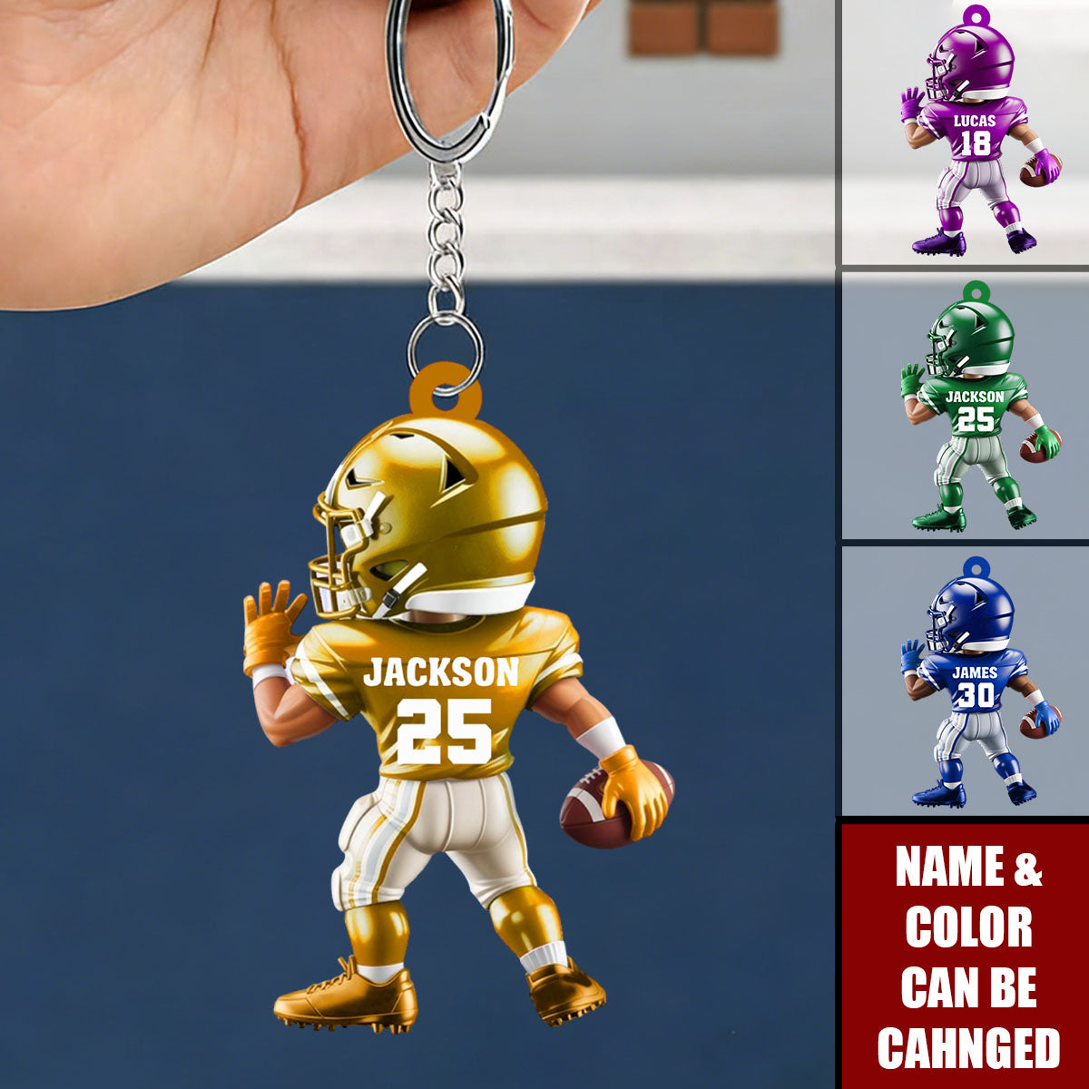 Personalized American Football - Custom Player Uniform Keychain