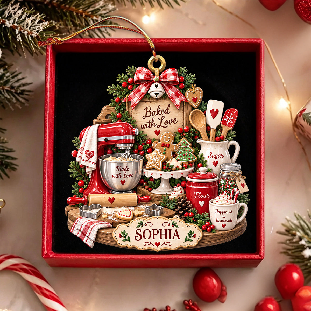 Baked With Love – Personalized Baker Christmas Ornament | Custom Name Keepsake Gift For Bakers