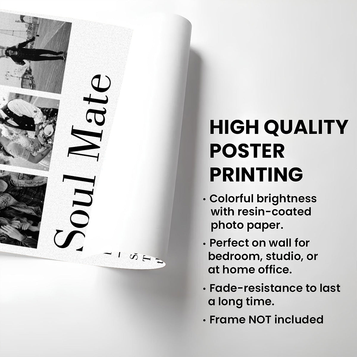 Soul Mate - Personalized Custom Couple Photo and Name Canvas Poster Valentine's Gift for Him, Her