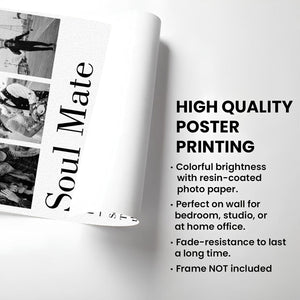 Soul Mate - Personalized Custom Couple Photo and Name Canvas Poster Valentine's Gift for Him, Her