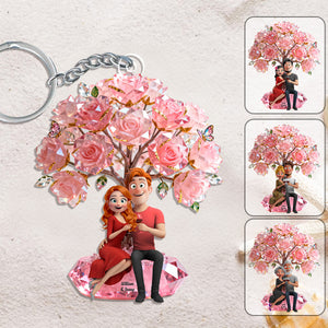 Cheers To Love Couple Acrylic Keychain - Personalized Gifts For Husband, Wife, Boyfriend, Girlfriend