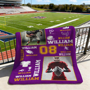 Football Name Blanket Personalized With Photo Senior Football Player Gifts For Him