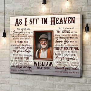 As I Sit in Heaven - Memorial Photo Canvas Poster Personalized Sympathy Gift In Loving Memory Wall Art