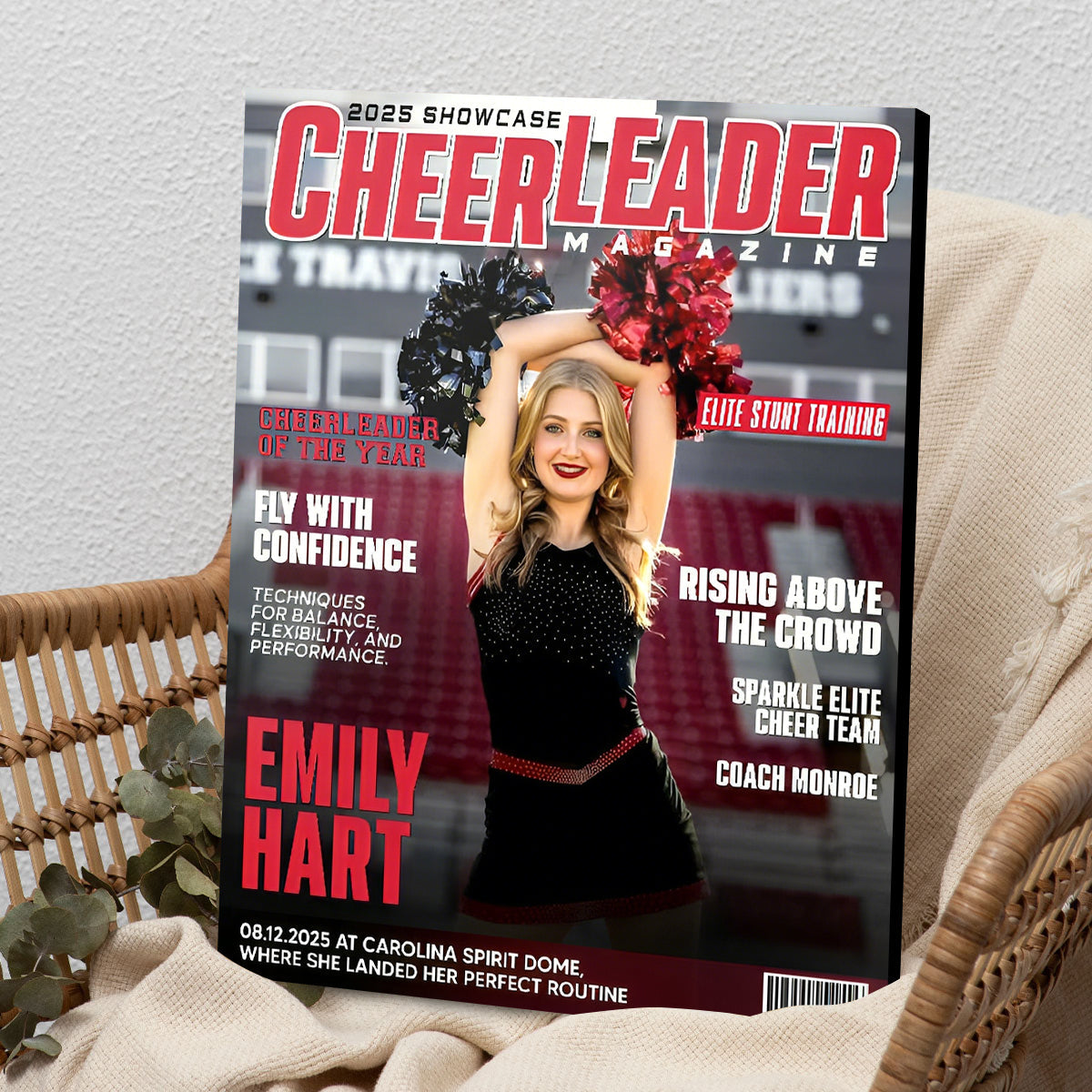 Personalized Cheerleader Magazine Cover Canvas, Custom Cheer Magazine Cover, Cheerleader Gift