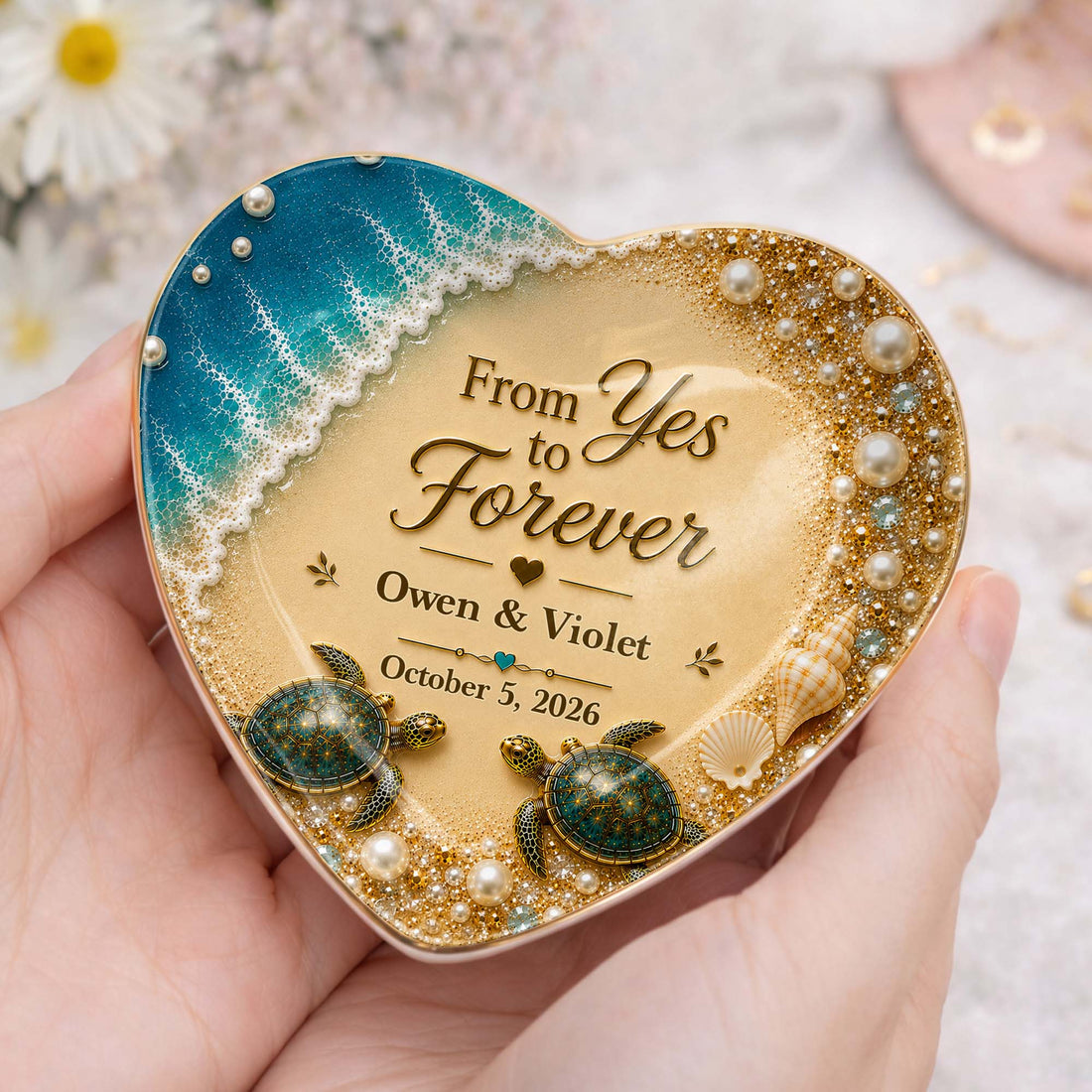 "From Yes To Forever" – Personalized Jewelry Dish | Gift For Couples