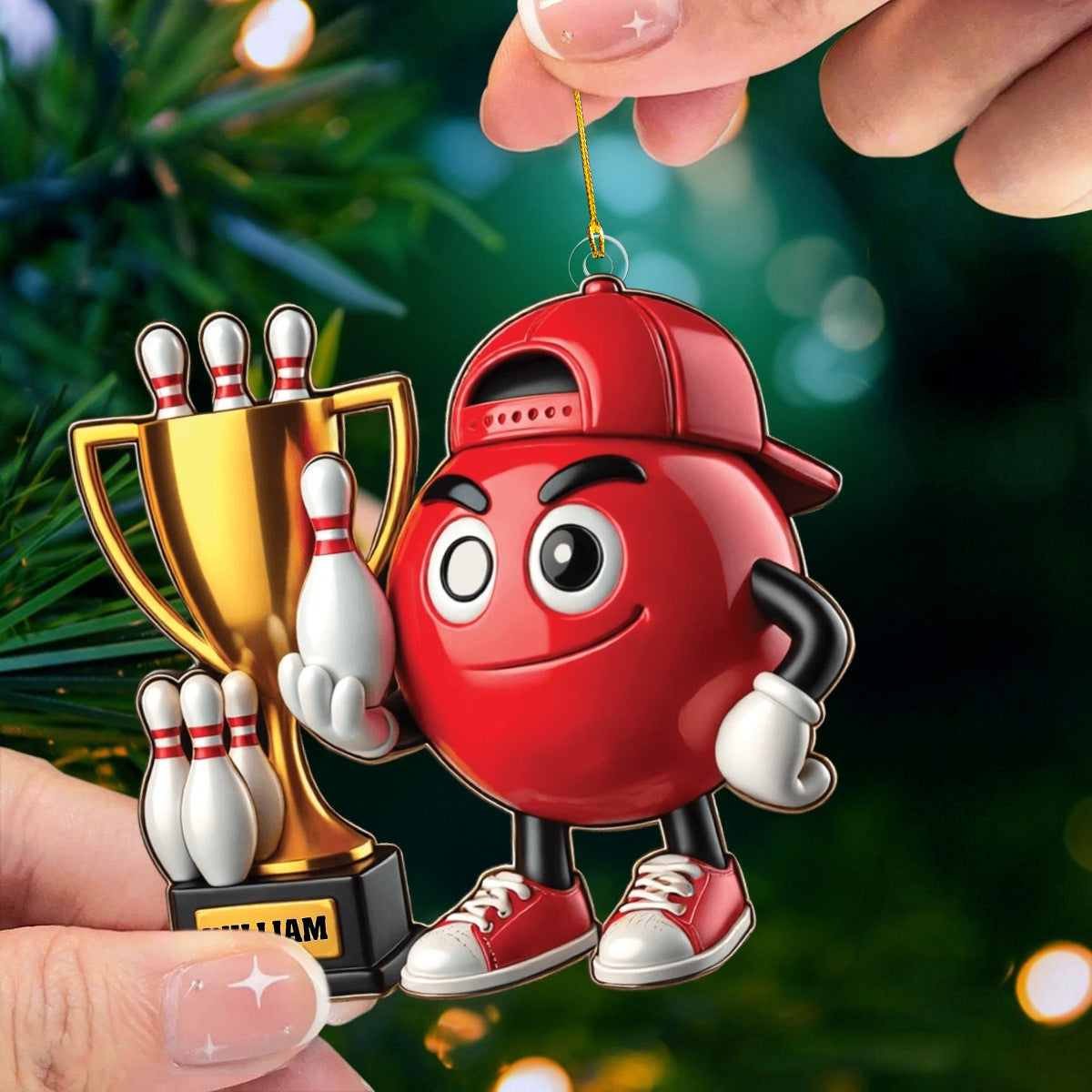 Bowling Champion Custom Color And Name - Personalized Christmas Ornament