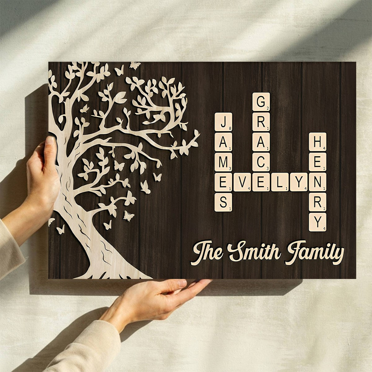 Custom Family Crossword Canvas Poster - Personalized Names & Tree