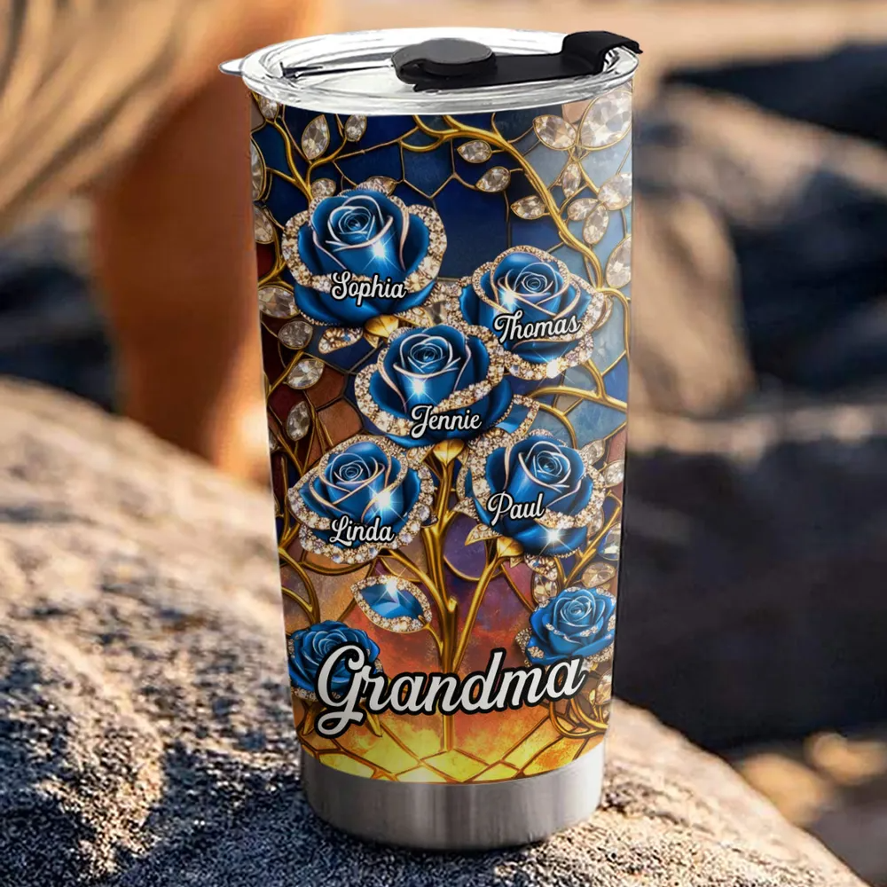Rose Flower Grandma - Personalized Custom Tumbler