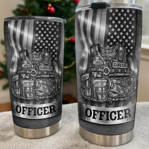Officer Tactical Vest, Personalized Stainless Steel Tumbler, Gift For Police Lovers