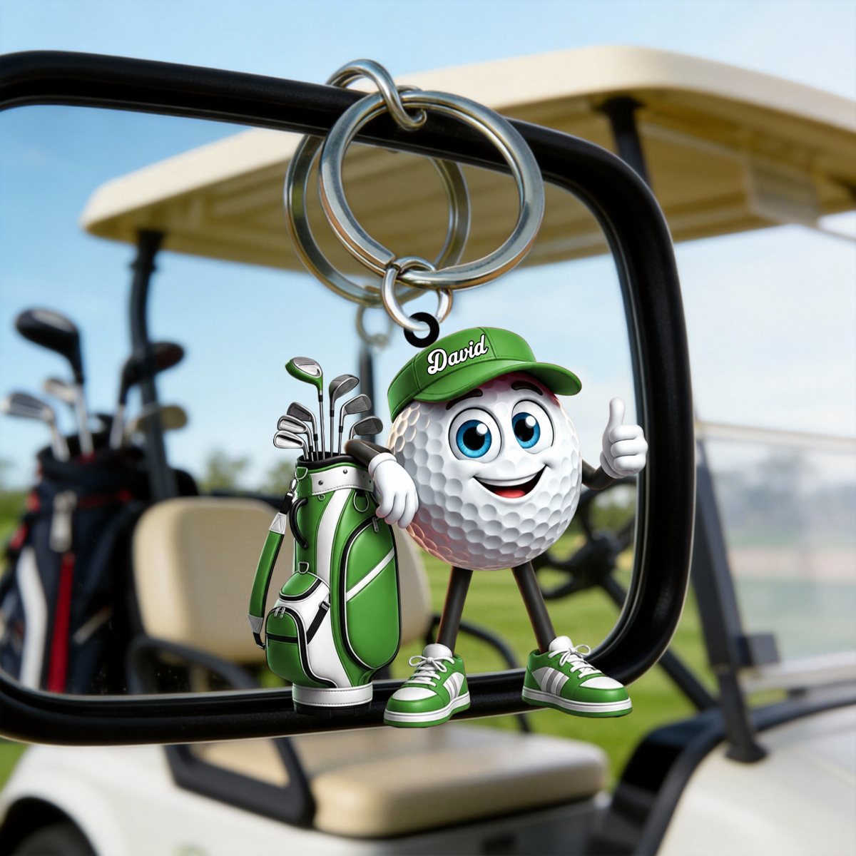 Thumbs Up Personalized Cute Golf Ball Mascot Keychain Gift For Golf Lovers