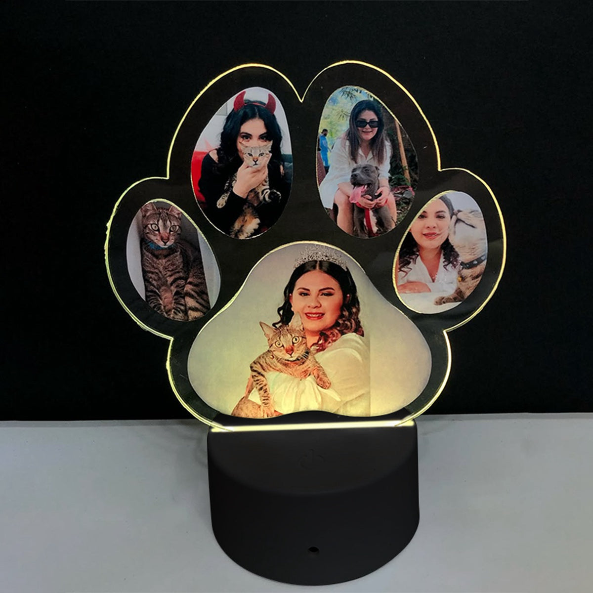 Custom Photo Dogs Paw Personalized Acrylic Block LED Night Light