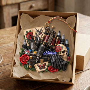 Personal Tattoo Machine Ornament Custom Name Tattoo Artist Christmas Gift