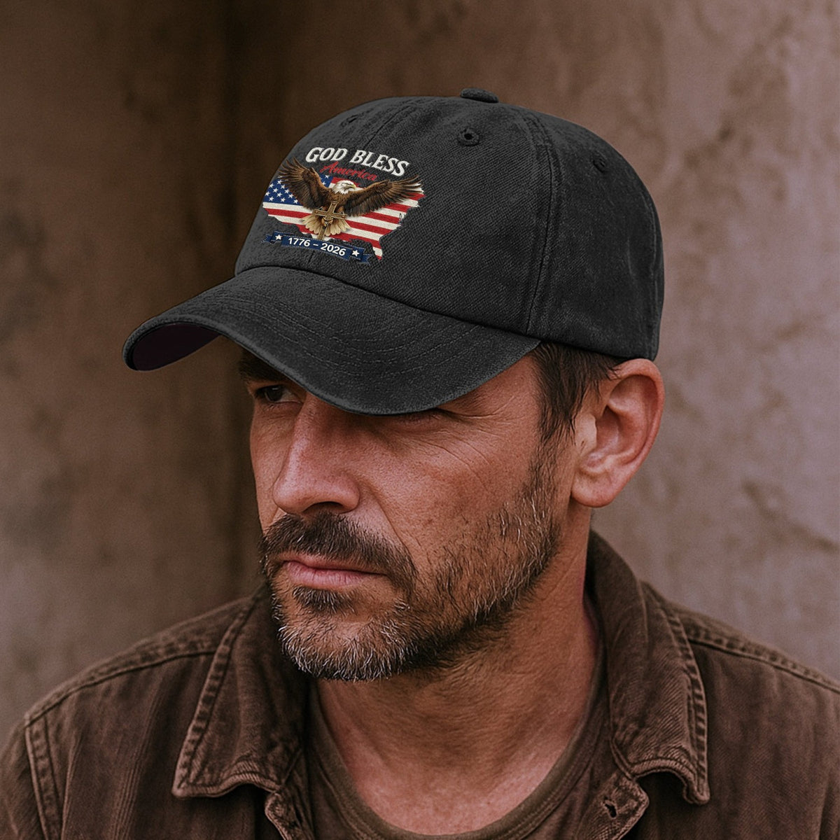 Personalized Distressed Denim Cap, USA 250th Anniversary Patriotic Design