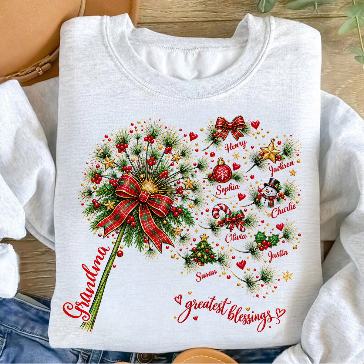 Grandma’s Greatest Blessings – Personalized Christmas Sweatshirt | Heartfelt Holiday Gift For Grandma