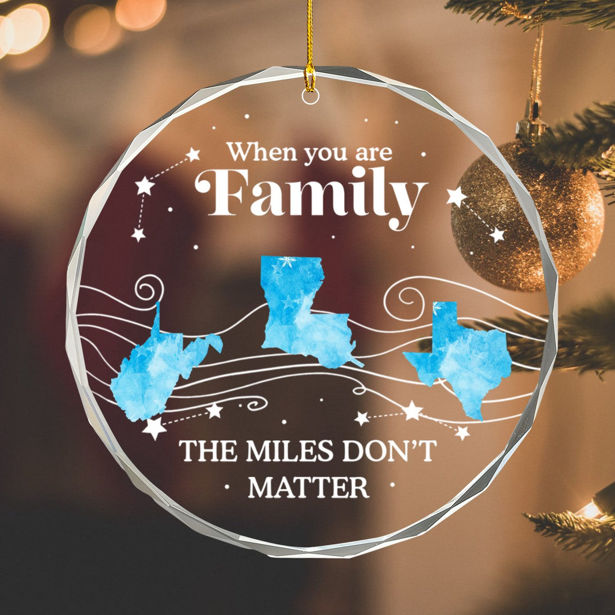 Long Distance The Miles Don't Matter Christmas - Personalized Circle Glass Ornament