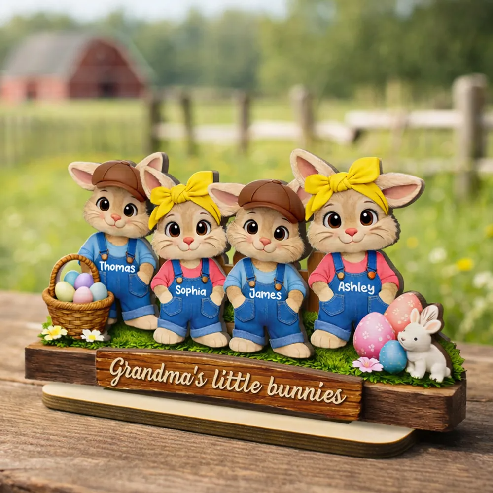 Grandma's Little Bunnies - Personalized Wooden Plaque - Easter Gift for Grandma