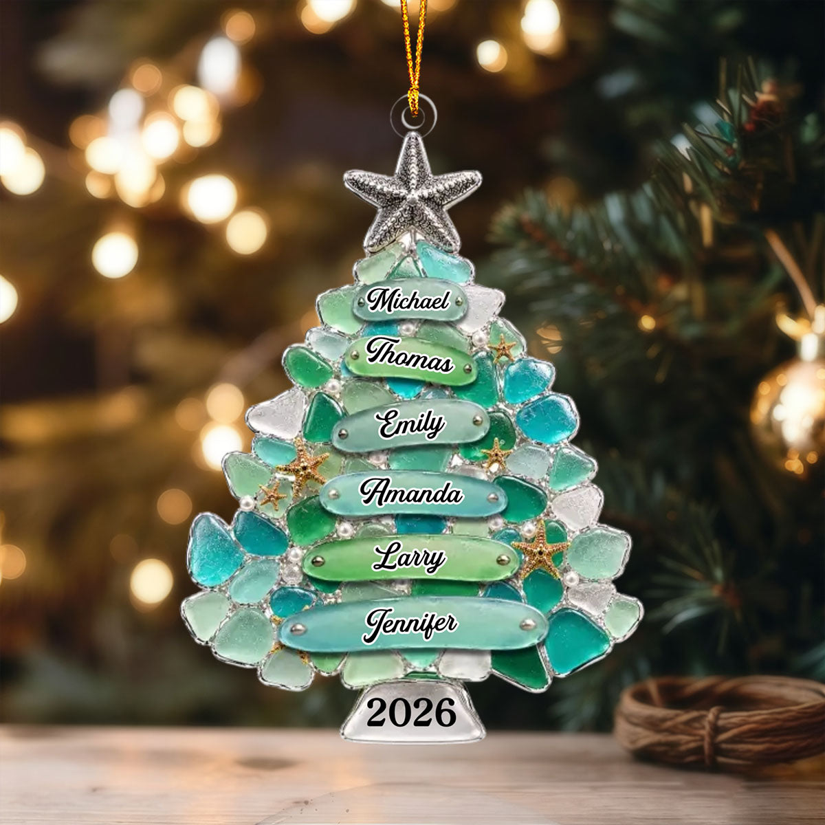 Custom Sea Glass Acrylic Ornament – Personalized Christmas & Birthday Gift For Family | Home Filled With Cheer