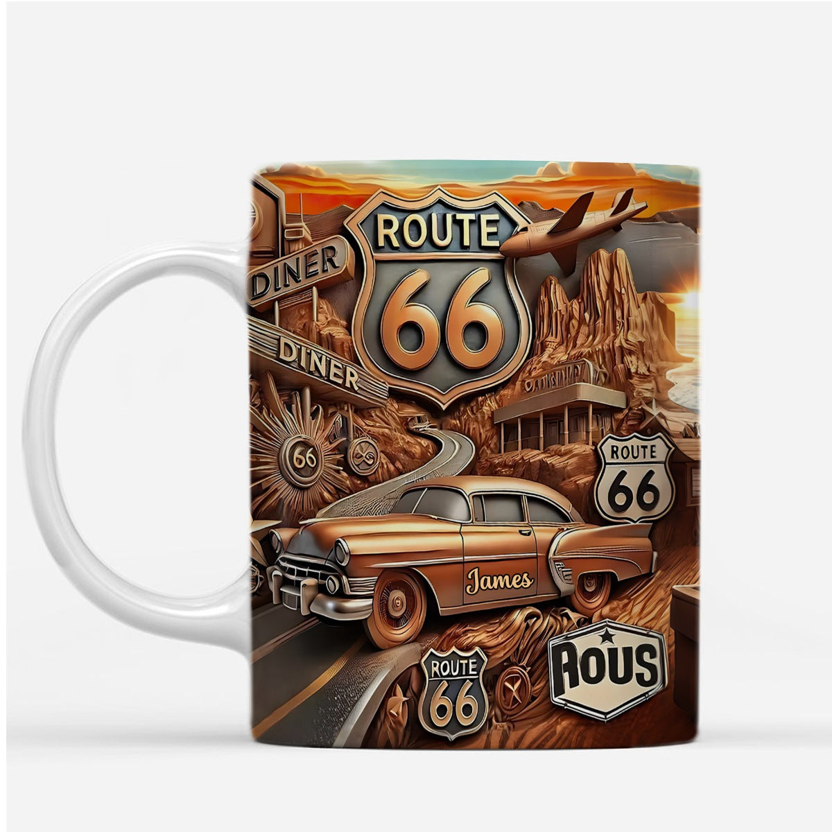 Vintage Route 66 - Personalized Mug