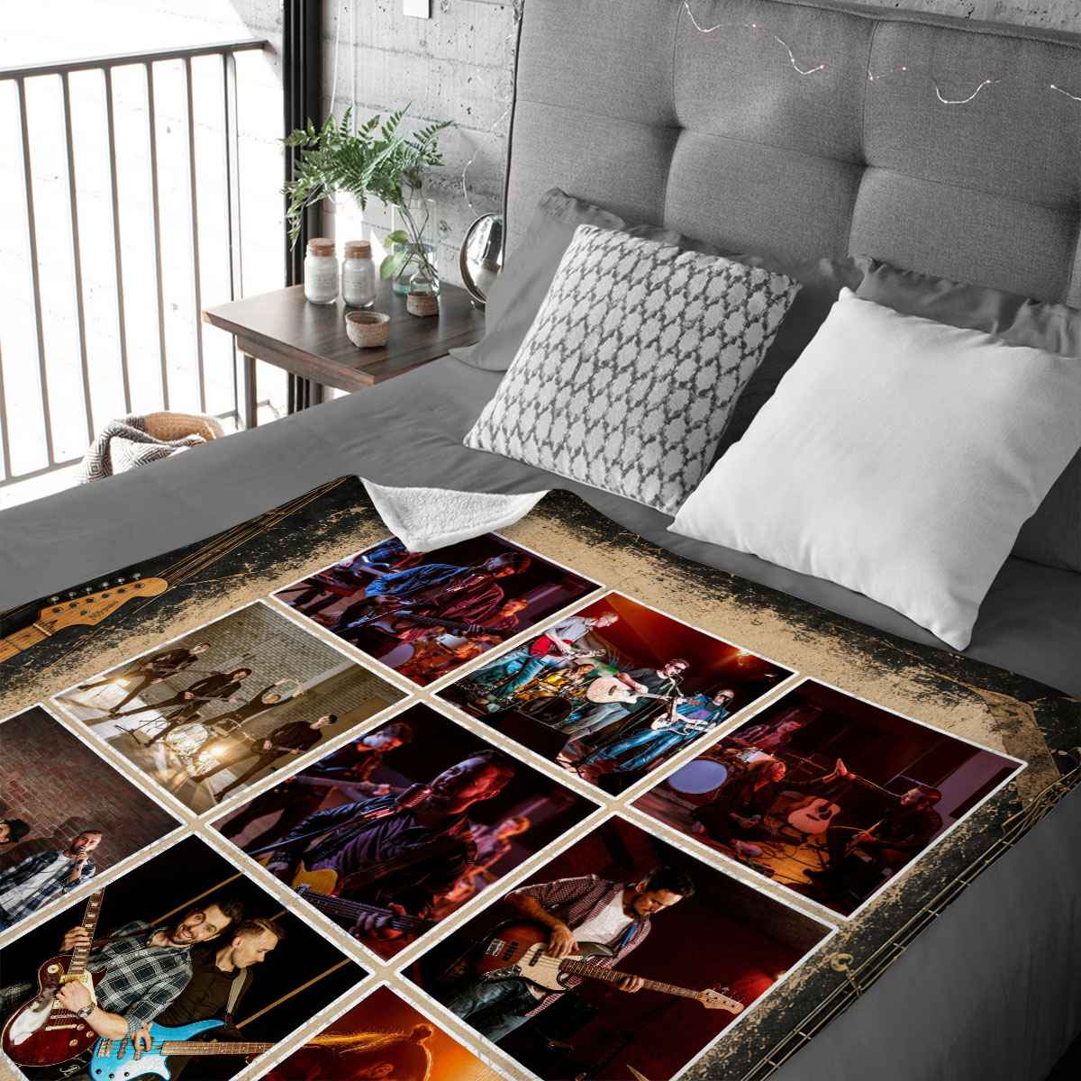 Custom Rock Band Photo Collage Blanket – Personalized Gift For Guitarists & Music Lovers