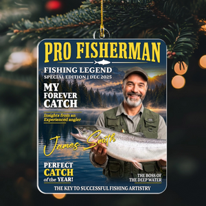 Born To Be A Fisherman – Personalized Acrylic Christmas Ornament | Custom Name Fishing Keepsake