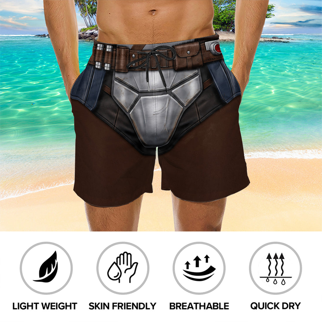 Warrior Armor Style – Personalized Men's Beach Shorts | Gift For Him