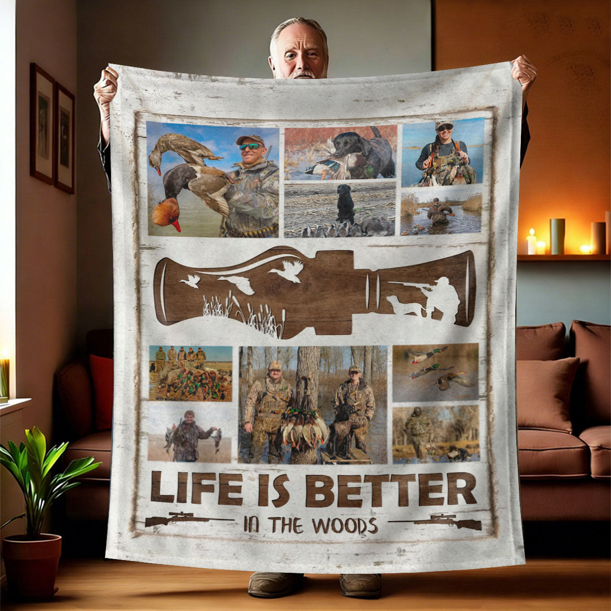Personalized Hunting Photo Collage Blanket,Hunting Memories Gift For Hunters