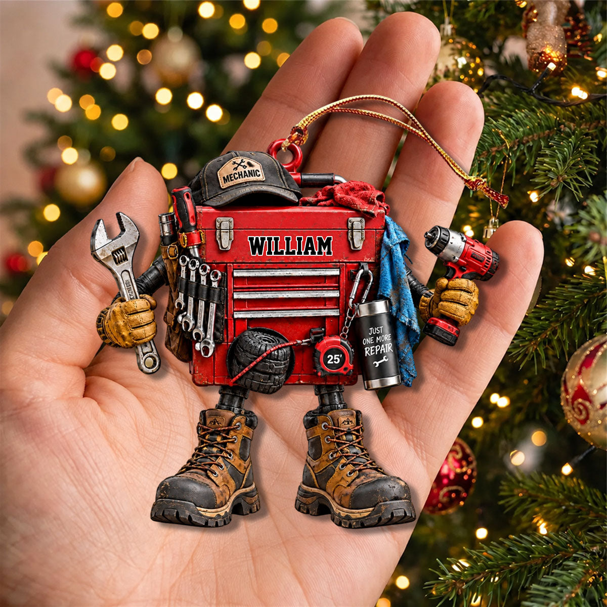Personalized Mechanic Toolbox Christmas Ornament Gift For Mechanic, Racer