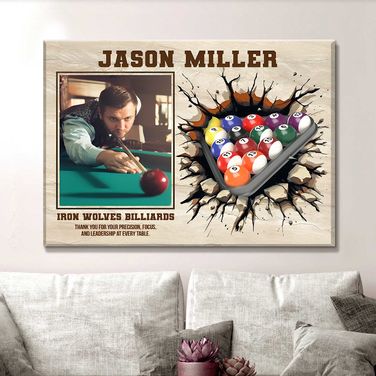 Billiards Player Signature Canvas, Custom Billiards Guest Book, Billiards Keepsake Gift, Billiards Lover Gift, Sport Gift
