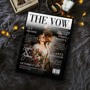 The Vow Magazine Cover, Custom Wedding Love Story Canvas, Romantic Couple Keepsake, Romantic Forever Gift