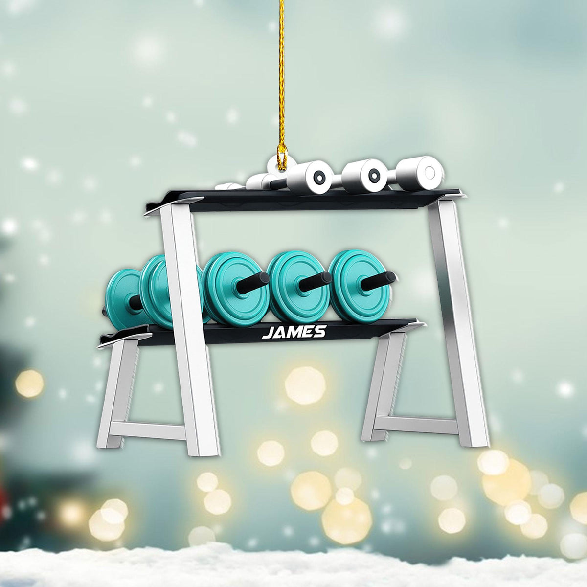Personalized Gym Ornament, Christmas Fitness Lover Workout Gift for Him