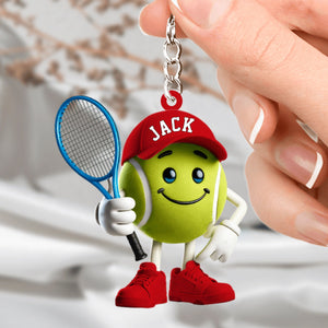Personalized Cool Tennis Ball Acrylic Keychain, Gift For Tennis Lover