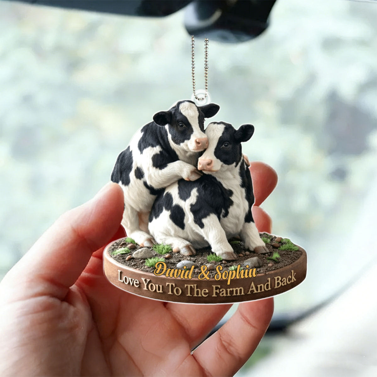 Personalized naughty cow couple acrylic ornament gift for couple