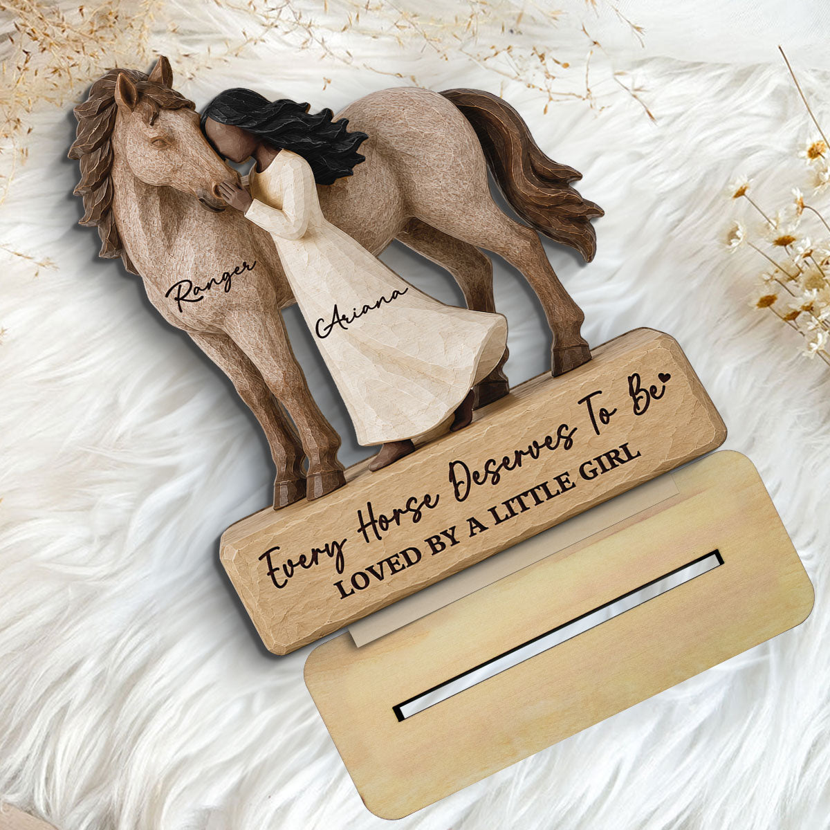 Personalized "Girl Standing With Horse" Wooden Plaque – Keepsake For Horse Lovers