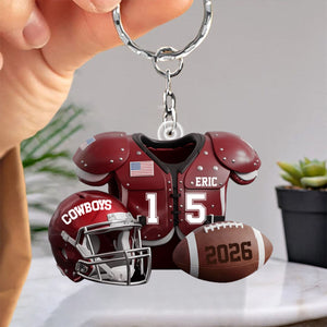 Football Season - Personalized Football Keychain