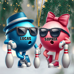 Bowling Couple Ornament - Personalized  Custom Name Acrylic Ornament