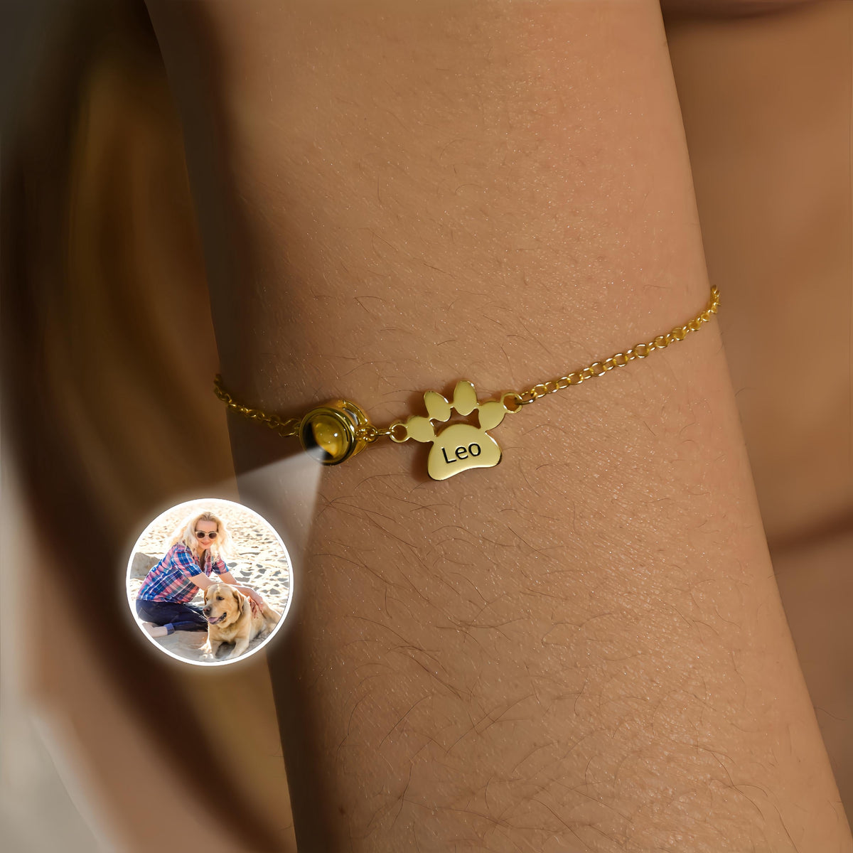 Personalized Pet Name Bracelet with Photo,Projection Bracelet for Pet Lover Gift