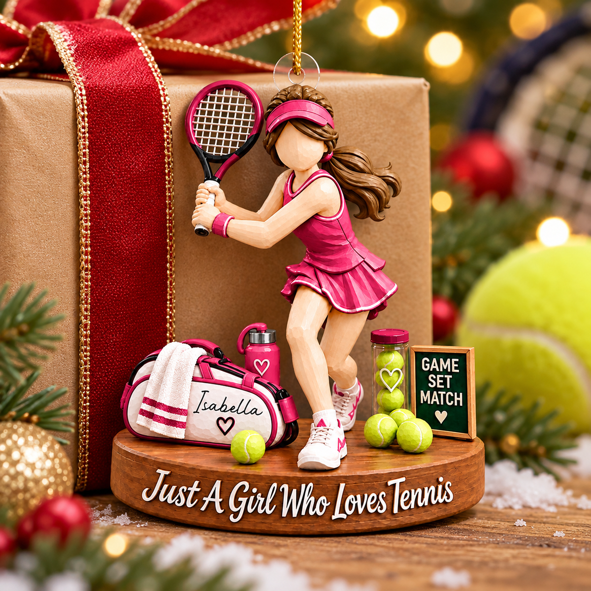 Just A Girl Who Loves Tennis – Personalized Acrylic Christmas Ornament | Custom Name Keepsake Gift For Tennis Players & Fans
