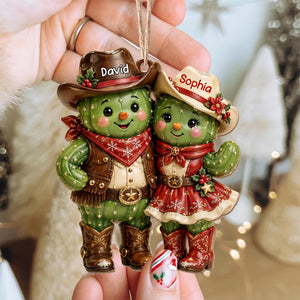 Our First Christmas Together – Personalized Cowboy Couple Wooden Ornament | Custom Keepsake Gift For Couples